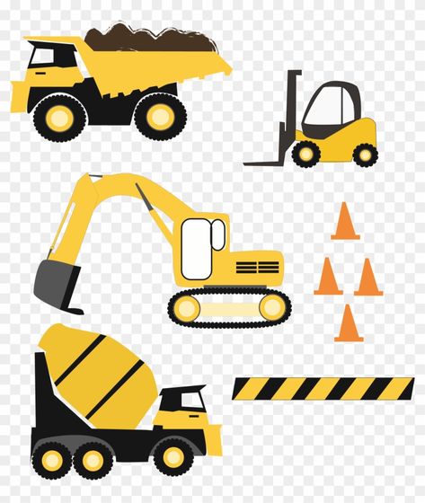 Construction Clipart Free, Excavator Svg Free, Construction Svg Free, Cricut Construction Birthday Party, 3 Year Birthday Theme Boy Construction, Construction Clipart, Easter Bunny Cake Topper, Construction Svg, 1st Birthday Favors