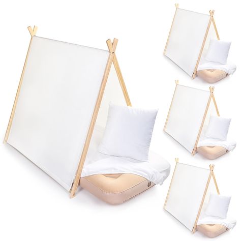 PRICES MAY VARY. Ideal Set: you will receive 6 white kids tents, 6 white inflatable airbed, 6 fitted sheets, and 6 white square throw pillow inserts; The top length is about 43.7 inches/ 1.11 m, the bevel edge is about 46.5 inches/ 1.18 m, the vertical height is about 43.3 inches/ 1.1 m, and the bottom width is about 34.6 inches/ 0.88 m, ideal size for your child to play happily Easy to Assemble: each teepee tent is equipped with 7 wooden poles, you can complete the assembly according to the gro Indoor Tent For Kids Sleepover, Sleepover Bed Ideas, Things To Make At Home, Toddler Play Tent, Tepee Tent, Spa Sleepover Party, Fun Sleepover Activities, Sleepover Tents, Teen Sleepover