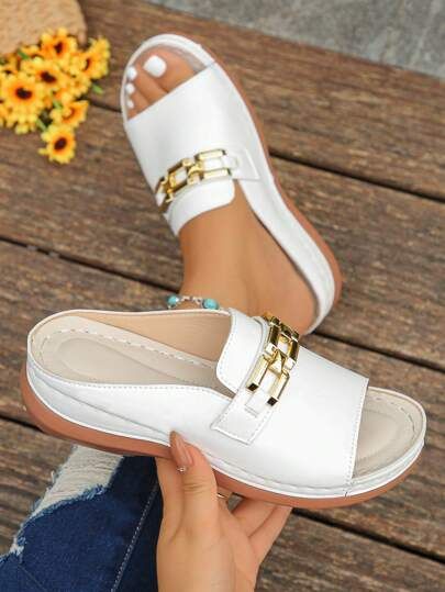 White Wedge Heels, Black Platform Sandals, Black Strappy Sandals, White Wedges, Womens Sandals Summer, Beaded Sandals, Leather Slip On Shoes, Glitter Shoes, Leather Sandals Women