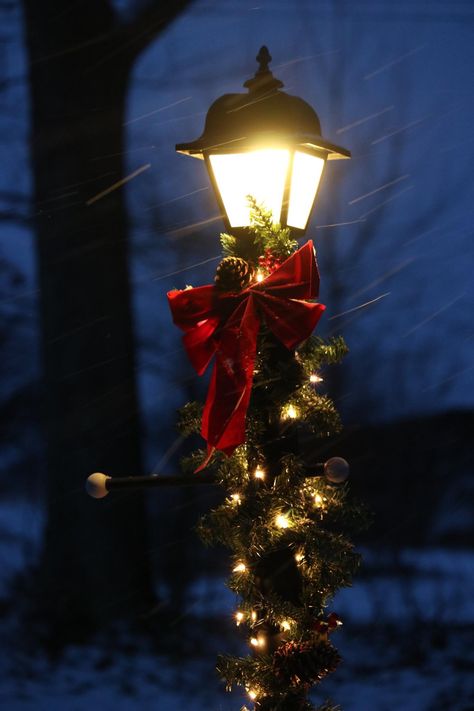 Photo by Cindy Beach Lamp Post Christmas Decor, Zion Watercolor, Christmas Lamp Posts, Christmas Light Post, Post Christmas Decor, Post Decor, Holiday Paintings, Christmas Lamp Post, Outside Christmas Decorations