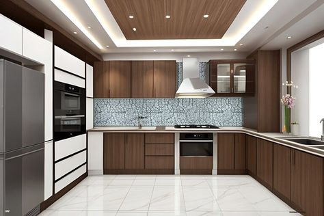 Kitchen False Ceiling Design - Explore more at https://moussyusa.com/kitchen-false-ceiling-design/ Kitchen False Ceiling Design, Stove Design, Kitchen Ceiling Design, Design For Kitchen, False Ceiling Designs, Vintage Inspired Kitchen, Hidden Lighting, Kitchen Ceiling, Artistic Installation