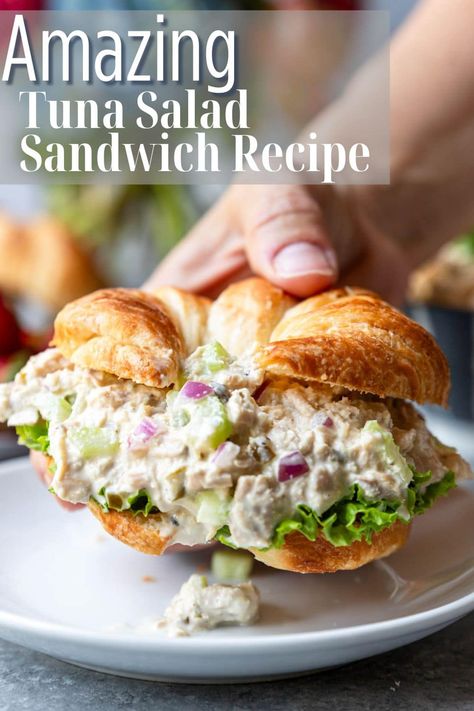 A super simple Tuna Salad Recipe that is great for Tuna Salad Sandwiches! Canned Solid White Albacore Tuna is mixed with celery, onions and a little relish in a mayo and Dijon dressing. Tuna Salad Recipe With Mustard, Tuna Sandwich Lunch Ideas, Tuna Salad Recipe Without Mayo, Recipes With Tuna Fish, White Albacore Tuna Recipes, Tuna Salad Casserole, Tuna Recipes Sandwich, Chopped Tuna Sandwich, Tuna Egg Salad Recipe Healthy