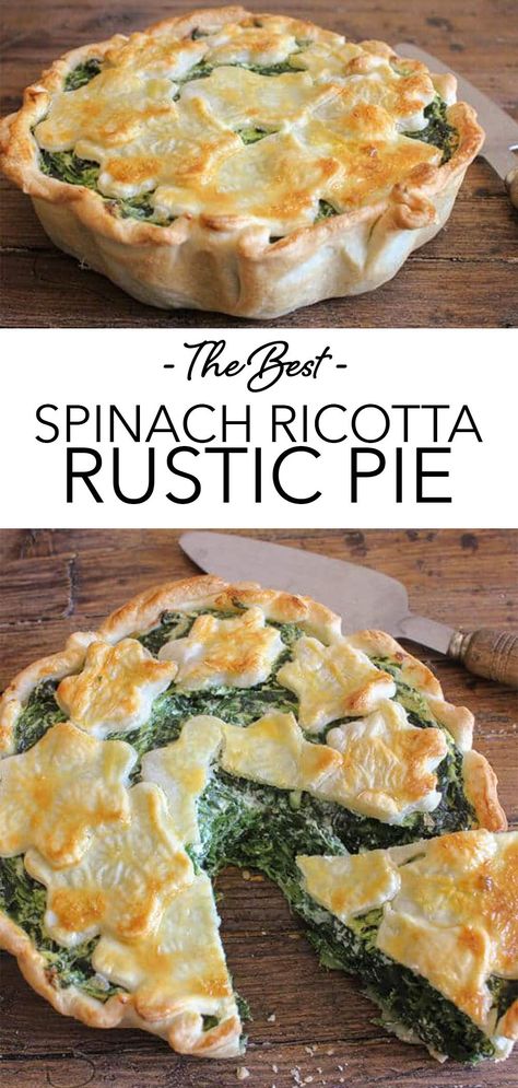 Savory Pie Recipe, Spinach Ricotta Pie, Healthy Comfort Food Dinners, Vegetable Pie Recipes, Rustic Pie, Ricotta Spinach, Ricotta Pie, Greek Spinach Pie, Fresh Ricotta