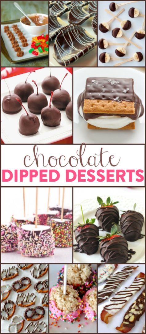 Dipped Treats Parties, Chocolate Dipped Party Treats, Dipped Desserts Treats, Chocolate Dipped Valentine Treats, Desserts Dipped In Chocolate, Easy Chocolate Dipped Treats, Chocolate Dipped Dessert Ideas, Food To Dip In Chocolate, What Can You Dip In Chocolate