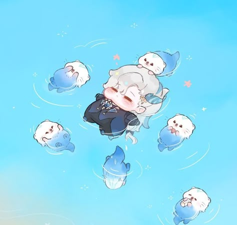 Genshin Impact Neuvillette, Cute Genshin, Genshin Fanart, Genshin Art, Dessin Adorable, Save The World, Cute Little Drawings, 영감을 주는 캐릭터, Honkai Star Rail