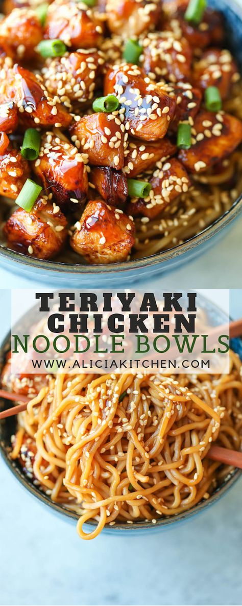 TERIYAKI CHICKEN NOODLE BOWLS - Cooking Recipes Teriyaki Chicken Noodles, Teriyaki Noodles, Noodle Bowls Recipes, Pollo Teriyaki, Teriyaki Bowl, Teriyaki Recipe, Chicken Teriyaki Recipe, Teriyaki Chicken, Noodle Bowls