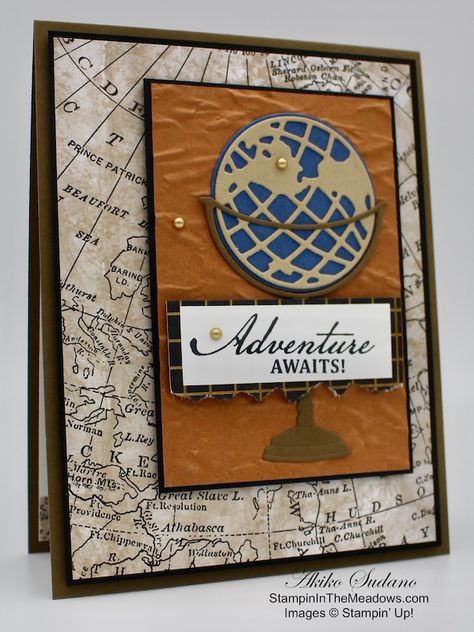 Map Paper, Masculine Birthday Cards, Travel Cards, Make It Easy, Stamping Up Cards, Graduation Cards, The Meadows, Male Cards, Masculine Cards