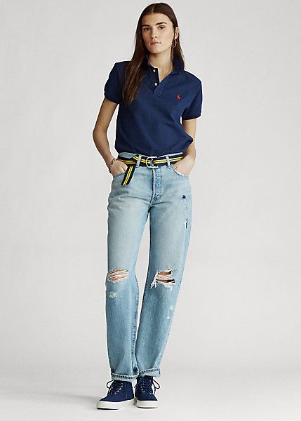 Women's Classic Fit Mesh Polo Shirt | Ralph Lauren Navy Blue Polo Shirt Outfit, Blue Polo Shirt Outfit Women, Polo Shirt Outfit Women's, Polo Shirt Outfit, Navy Blue Polo Shirt, Polo Shirt Ralph Lauren, Ralph Lauren Womens Clothing, Polo Shirt Outfits, Polo Ralph Lauren Women