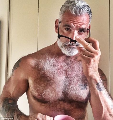 'Havin' selfie fun': Named as one of Attitude's Bachelors of the Year 2017, Varrecchia's 172,000 have also earned him work as a social media brand ambassador Anthony Varrecchia Silver Foxes, Anthony Varrecchia, Silver Foxes Men, Fake Bf, Handsome Older Men, Scruffy Men, Silver Foxes, Older Man, Rugged Men