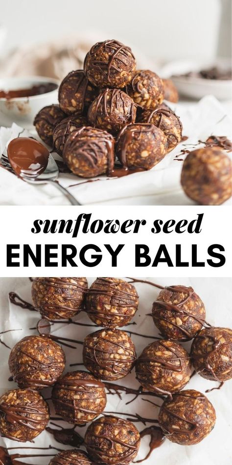 Sunflower Recipes, Seed Energy Balls, Sunflower Seed Recipes, Sunflower Cafe, Vegan Energy Balls, Vegan Bars, Healthy Vegetarian Snacks, Lenten Recipes, Seed Recipes