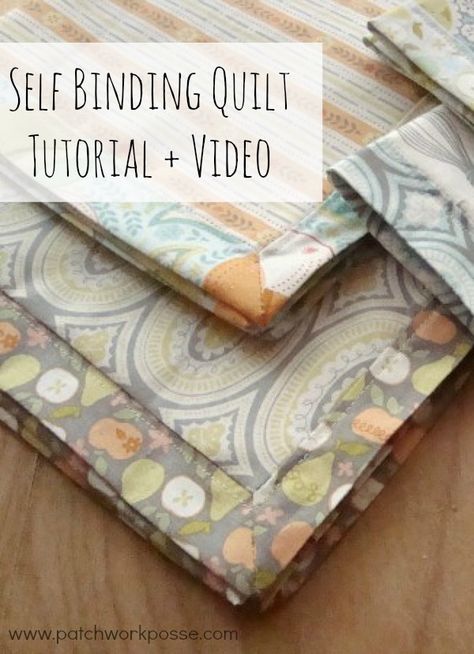 Self Binding Quilt Tutorial, Self Binding Quilt, Binding Quilt, Machine Binding A Quilt, Quilt Tutorial Video, Quilt Binding Tutorial, Sewing Binding, Mini Quilt Patterns, Binding Tutorial