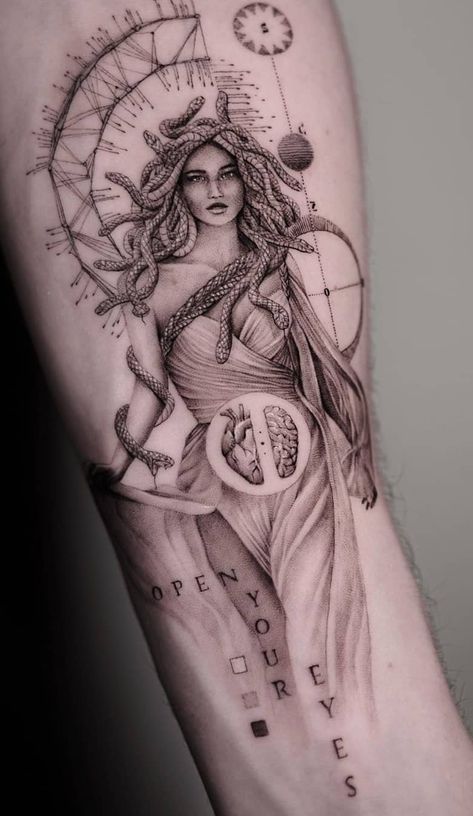 Medusa Tattoos: What Do They Symbolize? (With Images) Gray Tattoo, Mastectomy Tattoo, Medusa Tattoo Design, Herz Tattoo, Mythology Tattoos, Medusa Tattoo, Greek Tattoos, Badass Tattoos, Sleeve Tattoos For Women