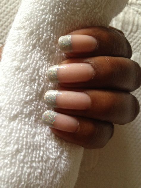 Silver Glitter French Manicure Glitter French Manicure, Glitter Manicure, French Manicure, Silver Glitter, Art Ideas, Manicure, Nail Designs, Nail Art, Glitter