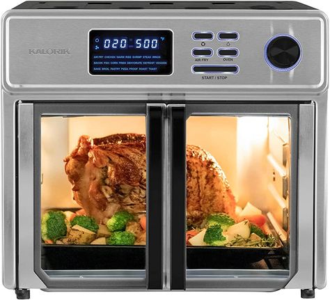 Kalorik MAXX® Complete Digital Air Fryer Oven, 26 Quart, 10-in-1 Countertop Toaster Oven Air Fryer Combo, Up to 500°, 14 Accessories & 60 Recipe Cookbook, 1750W, Stainless Steel : Amazon.ca: Home Kalorik Air Fryer, Toaster Oven Air Fryer, Cooking French Fries, Oven Air Fryer, Air Fryer Review, Crispy French Fries, Bacon In The Oven, Air Fryer Oven, Countertop Oven