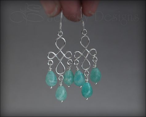 Sterling Amazonite Chandelier Earrings Silver Cross Earrings, Wirework Jewelry, Mood Jewelry, Wire Wrap Jewelry Designs, Aluminum Jewelry, Earrings Chandelier, Diy Jewelry Unique, Easy Jewelry, Diy Wire Jewelry