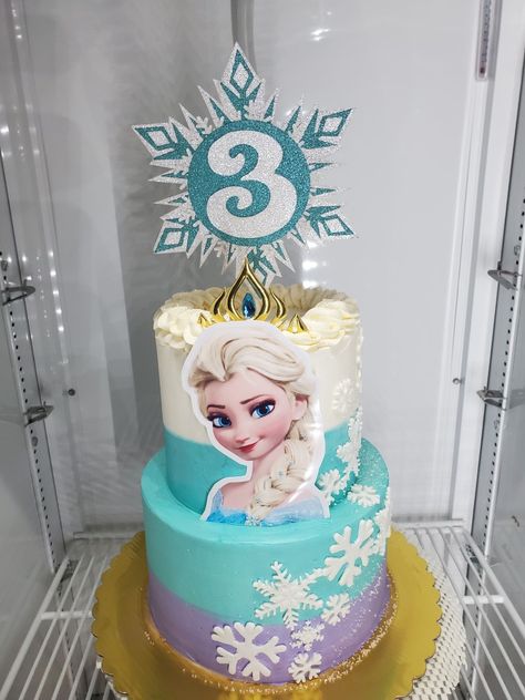 2 tier Elsa cake Small Elsa Cake, 2 Tier Elsa Birthday Cake, Two Tier Frozen Cake Birthday, Elsa 2 Tier Cake, Two Tier Elsa Cake, Elsa Doll Cake Buttercream, Elsa Birthday Cake, Frozen 3rd Birthday, Frozen Cake 2 Tier