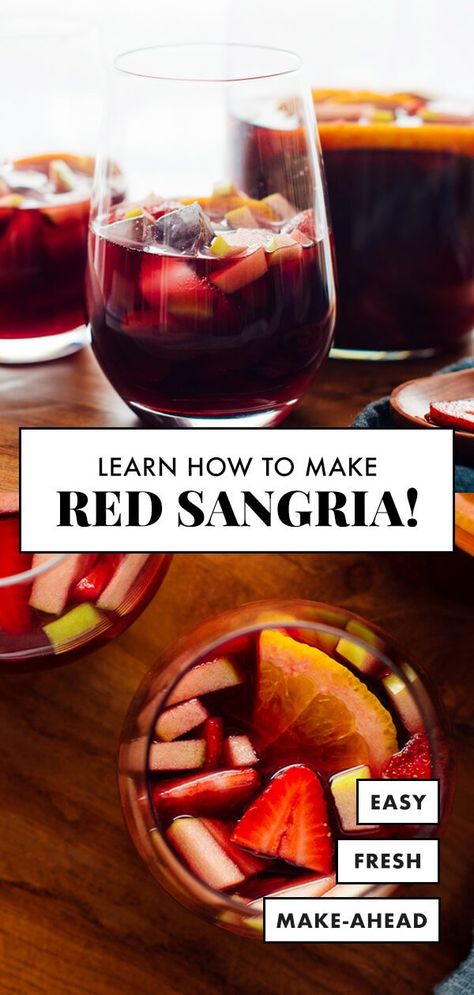 Best Wine For Sangria, Best Sangria, Easy Sangria, Best Sangria Recipe, Red Sangria Recipes, Easy Sangria Recipes, How To Make Sangria, Holiday Sangria, Sangria Ingredients