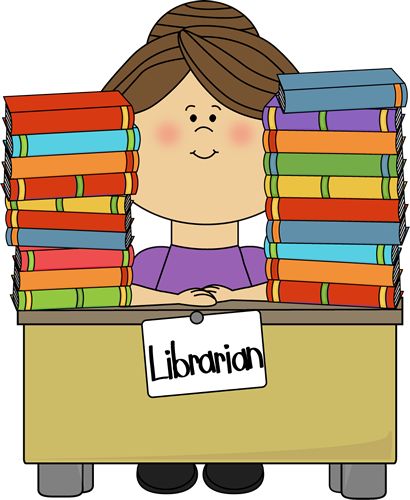 Librarian - Lots of cute clip art on this site! mycutegraphics.com Library Orientation, Library Signage, Library Media Specialist, Library Media Center, School Libraries, Library Themes, Elementary School Library, Library Organization, Library Skills