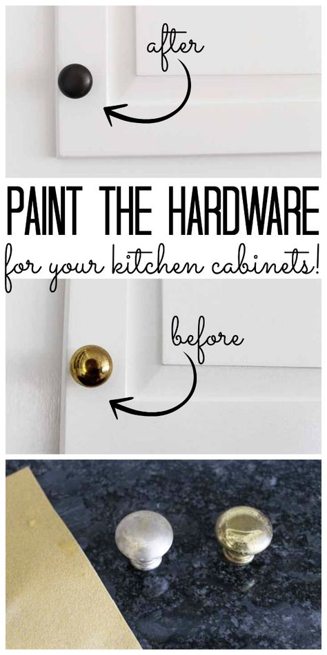 Learn how to paint hardware for your kitchen cabinets with these instructions. Step by step for doing it the right way and making it last! Paint Kitchen Hardware, Painting Metal Cabinets, Spray Paint Cabinets, Painting Hardware, Paint Cabinet, Paint Hardware, Best Spray Paint, Kitchen Knobs, Paint Kitchen