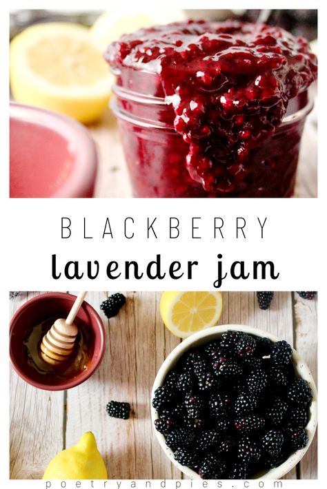 Lavender Jam Recipe, Wild Blackberry Jam, Jam Combinations, Wild Blackberry Recipes, Easy Blackberry Jam, Blackberry Lavender Jam, Blackberry Recipe, Blackberry Jam Recipe, Lavender Jam