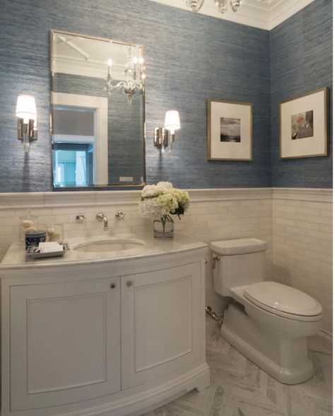 Floor and Decor Review and Remodel Options - Classic Powder Room, Small Remodel, Trendy Bathroom, Bath Room, Marble Bathroom, Bathroom Wallpaper, Bathroom Renos, Bath Remodel, Bath Design