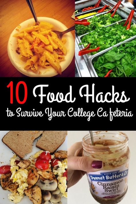 College Dorm Food, College Cafeteria, College Lunch, College Dining Hall, College Food Hacks, College Kitchen, Dorm Food, Healthy College, Cafeteria Food