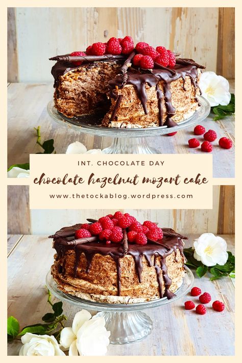 Chocolate Hazelnut Mozart Cake Mozart Cake Recipe, Mozart Cake, Hazelnut Pie, Hazelnut Dessert, Hazelnut Recipes, Chocolate Hazelnut Cake, Hazelnut Cake, Kolaci I Torte, Chocolate Hazelnut