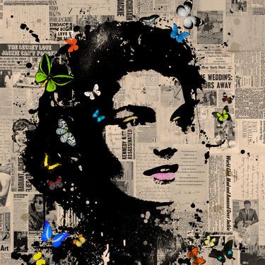 Jacqueline Kennedy - Edition of  75; 20 Available Newspaper Collage, Collage Portrait, Power Pop, Roy Lichtenstein, Collage Background, Jackie O, Stencil Art, Limited Edition Art Print, Andy Warhol