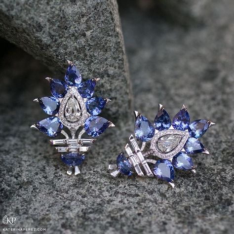 Tanzanite Jewelry Necklaces, Egyptian Inspired Jewelry, Katerina Perez, Tanzanite Jewelry, Fancy Necklace, Jeweled Earrings, Diamond Jewelry Necklace, Diamond Jewelry Designs, Bridal Gold Jewellery Designs