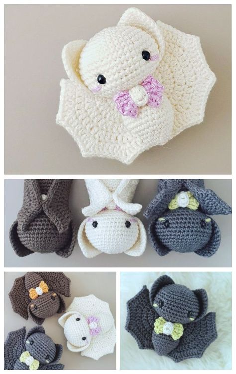 Crocheted Stuffed Animals, Crochet Bat, Halloween Crochet Patterns, Crochet Animals Free Patterns, Crochet Design Pattern, Beginner Crochet Projects, Crochet Amigurumi Free Patterns, Crochet Amigurumi Free, Haken Baby