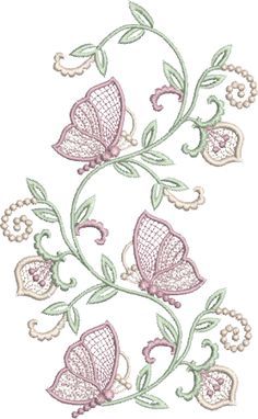 Bordado Jacobean, Sewing Machine Embroidery, Learn Embroidery, Butterfly Embroidery, Creative Embroidery, Embroidery Motifs, Sewing Embroidery Designs, 자수 디자인, Silk Ribbon Embroidery