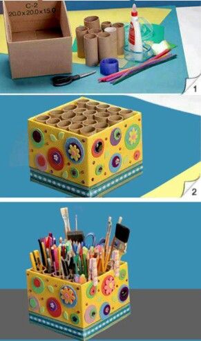 Toilet paper storage Vika Papper, Toilet Paper Roll Crafts, Diy Bricolage, Diy Magazine, Paper Roll Crafts, Pens And Pencils, Diy Slime, Diy Desk, Craft Room Organization