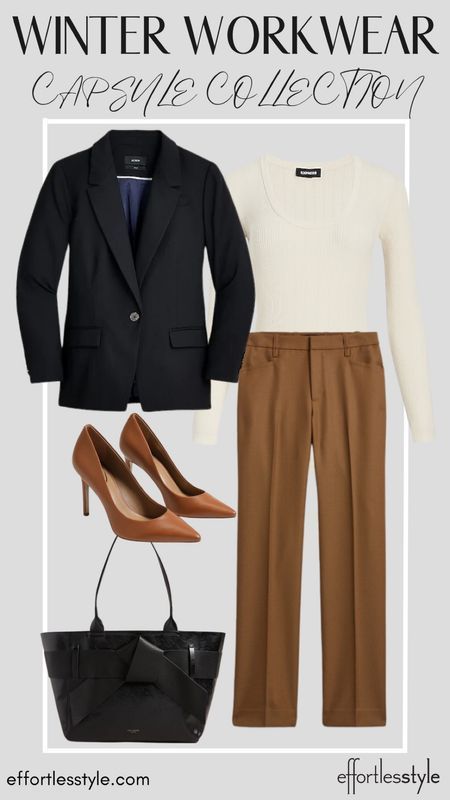 Camel Sweater Outfit Work, Camel Outfits For Women, Camel Pants Outfit Work, Navy And Camel Outfit, Black And Camel Outfit, Camel Pants Outfit, Sweater Blazer Outfit, Camel Sweater Outfit, Classic Work Outfits