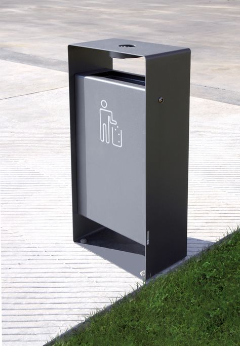 Urban Furniture Design, Cheap Patio Furniture, Litter Bin, Environmental Graphic Design, Concrete Furniture, Urban Furniture, Street Furniture, Metal Sheet, Trash Bins