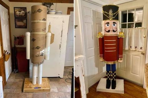 DIY fan makes giant Christmas Nutcracker out of old bits of cardboard and people can’t believe how good it looks – The US Sun Nutcracker Christmas Decorations, Christmas Tablescape, Christmas Decorations Diy Outdoor, Diy Fan, Christmas Scents, Christmas Yard, Candy Land Christmas, Nutcracker Christmas, Christmas Deco