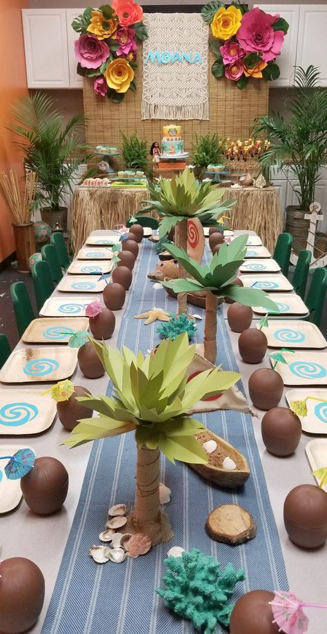 Tropisk Fest, Moana Birthday Party Ideas, Moana Birthday Party Theme, Moana Theme Birthday, Festa Moana Baby, Moana Theme, Moana Themed Party, Tropical Birthday Party, Hawaiian Party Decorations