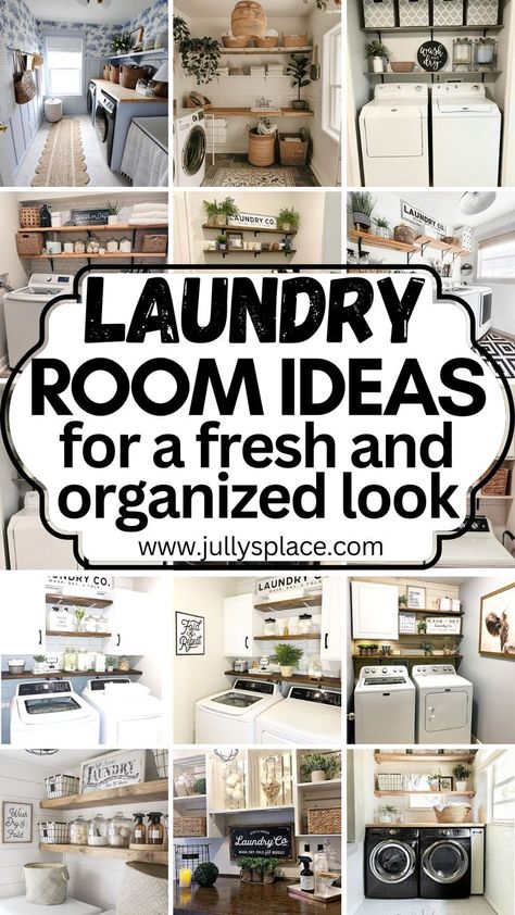 laundry room ideas, laundry room decor, laundry room, laundry room organization, laundry room storage, laundry room ideas small space Wall Storage Laundry Room, Organization For Laundry Room, Laundry Room Ideas Top Load Washer, Laundry Room Ideas With Hanging Space, Open Shelves In Laundry Room, Laundry Room Art And Decor Ideas, Open Shelves Laundry Room, Laundry Storage Ideas Organizing, Laundry Shelf Organization