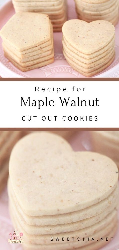 Flavoured Sugar Cookies, Sugar Cookies Cut Out, Maple Sugar Cookies Recipe, Walnut Shaped Cookies Recipe, Maple Cut Out Cookies, Maple Walnut Shortbread Cookies, Autumnal Cookies, Cookies Made With Maple Syrup, Maple Brown Sugar Cookies