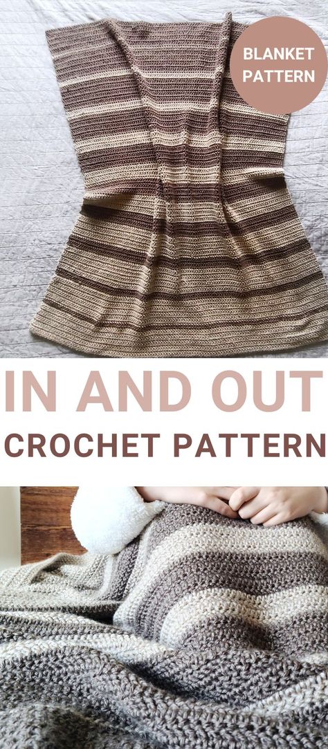 Crochet Strip Blankets, Two Color Crochet Blanket Patterns Free, Two Colors Crochet Blanket, Striped Blanket Crochet Pattern Free, Crochet Blanket Pattern 2 Colors, Stripe Blanket Pattern, Stripy Blanket Crochet Patterns, Multiple Crochet Stitch Blanket, Boho Stripes Crochet Blanket