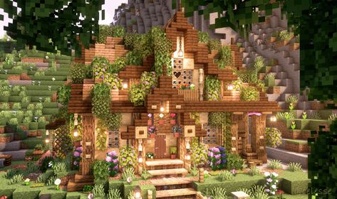 be gay play minecraft — I've started playing Minecraft again and am... Minecraft Lantern, Cottage In The Mountains, Minecraft Cottage House, Minecraft Mountain House, Cottage Minecraft, Cottagecore Minecraft, Playing Minecraft, Play Minecraft, Minecraft Banner Designs