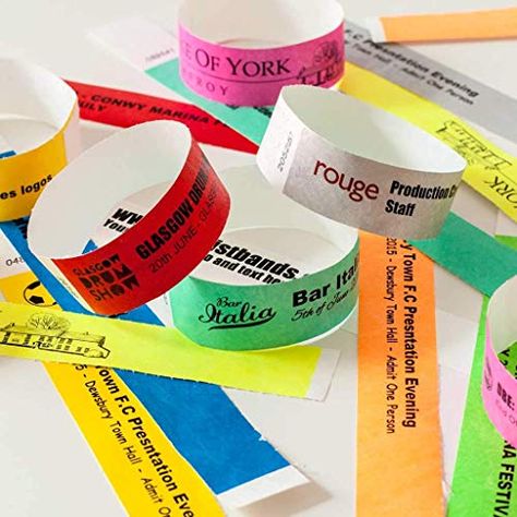 Custom Printed Tyvek Wristbands for Events, 100 Pack, Security, Parties, Paper Like - 100 Pack AA Wristbands Paper Wristband, Festival Wristbands, Festival Party Decorations, Party Wristbands, Wristband Design, Custom Wristbands, Paper Bracelet, Event Poster Design, Modern Bracelets