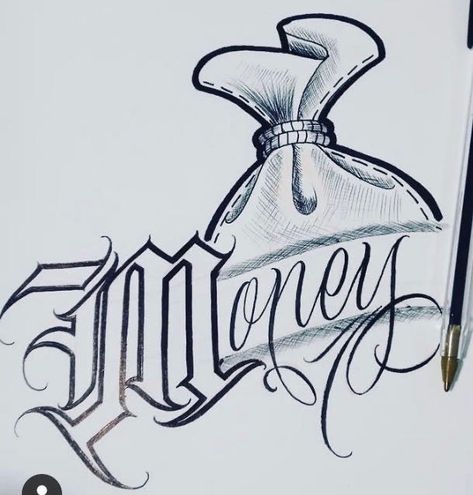 Lowrider Art Tattoo, Drawing Ideas Mexican Culture, Mexican Things To Draw, Tattoo Designs Men Small Hand, La Drawing Art, Chicano Art Style Letters, 90s Drawings Ideas, How To Draw Money, Gangster Love Drawings