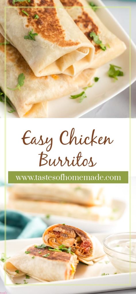 These burritos start with shredded chicken and a few simple ingredients to help get dinner to the table quickly. Lunch Burritos, Easy Chicken Burritos, Easy Burritos, Grab And Go Lunch, Burritos Chicken, Shredded Chicken Burrito, Burrito Recipe Chicken, Leftover Chicken Recipes, Easy Grilled Chicken