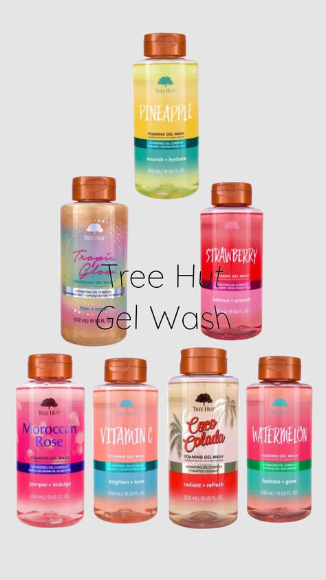 Tree Hut Gel Wash 🧼 🛖 Tree Hut Shower Gel, Tree Hut Body Wash, Body Wash Aesthetic, Girly Wishlist, Tree Hunt, Realistic Wishlist, Shower Products, Shower Stuff, Shower Skin Care