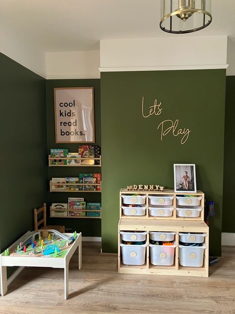 Our play room in dining room Living Room Dining Room Playroom Combo, Moody Playroom, Dining Room Turned Playroom, Dining Room Turned Office, Dining Room Playroom Combo, Play Therapy Office, Dining Room Playroom, Learning Corner, Office Playroom