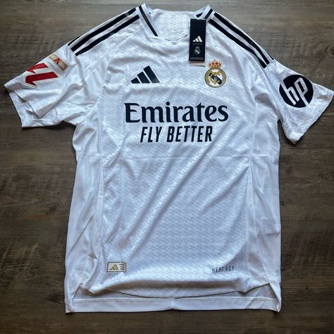 Real Madrid Kylian Mbappe 24/25 Home Kit, Player Version (Recommended To Go One Size Up Than Normal, Know That This Jersey Is A Rep) I Have Variety Of Sizes Of This Same Jersey, In My Store :)) Real Madrid 24/25 Kit, Mbappe Real Madrid, Real Madrid Kit, Real Madrid Jersey, Madrid Jersey, Character Tattoos, Real Madrid Shirt, Kylian Mbappe, Soccer Kits