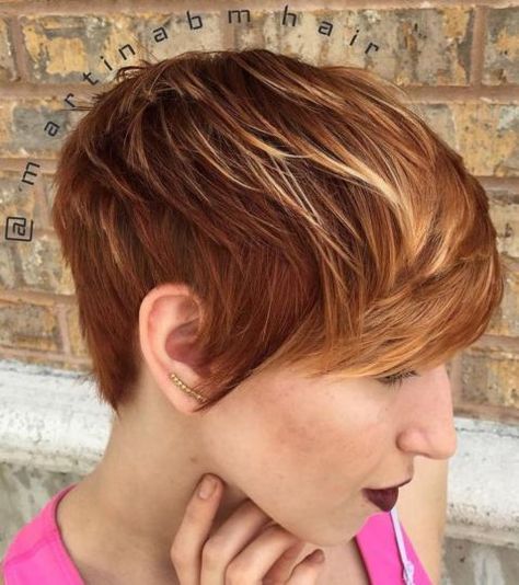 Red Pixie With Blonde Highlights Light Auburn Hair Color, Auburn Red Hair, Light Auburn Hair, Auburn Balayage, Red Pixie, Shades Of Red Hair, Red Blonde Hair, Short Red Hair, Curls For Long Hair