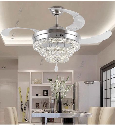 Family Room Lighting Ceiling, Ceiling Fan Modern, Crystal Bedroom, Family Room Lighting, Modern Contemporary Living, Crystal Ceiling Fan, Fan Lights, Modern Contemporary Living Room, Led Crystal Chandelier