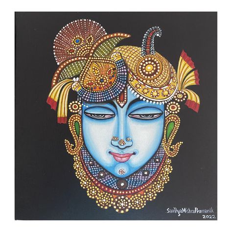 Shrinathji, is a swarup of lord Krishna. Shreenath ji Face Blue (ART_8370_66881) Handpainted Art Painting 10in X 10in by Sandhyamishra Pramanik. #Artwork #artworkforsale #artist #artofinstagram #onlineartgallery #artistoninstagram #artlover #artlovers #artforthehome #paintings #fizdiart #fizdiofficial #homedecor #homedecoration #interiorstyling #interiordecor #handmadepaintings #paintingsonsale #bestgalleryofindia #artcollectors #acrylicpainting #canvaspainting #krishna #religious #shrinathji Shrinathji Face Painting, Shreenath Ji, Fabric Colour Painting, Kerala Mural Painting, Art Fan, Lord Shiva Family, Colour Painting, Energy Art, Blue Face