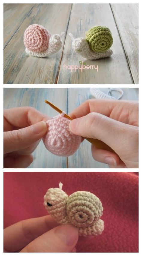 Small Snail Crochet Pattern, Crochet Snail Keychain, Mini Crochet Snail Free Pattern, Crochet Small Snail Free Pattern, How To Crochet A Snail, Weird Amigurumi Free Pattern, Free Crochet Snail Patterns, Snail Diy Crafts, Snail Embroidery Pattern